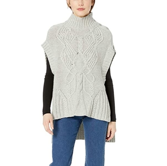 BCBG MAXAZRIA Cable Knit Turtleneck Grey Sweater Tunic Size XS/S - Picture 3 of 13